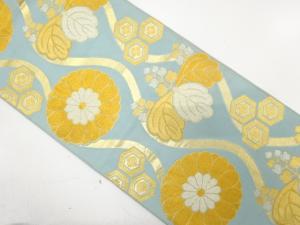 アンティーク　立涌に桐・菊模様織り出し袋帯（材料）